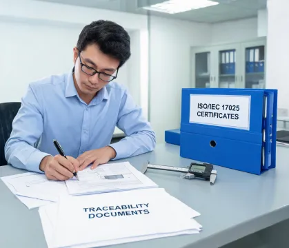 Calibration coordinator preparing traceability documents